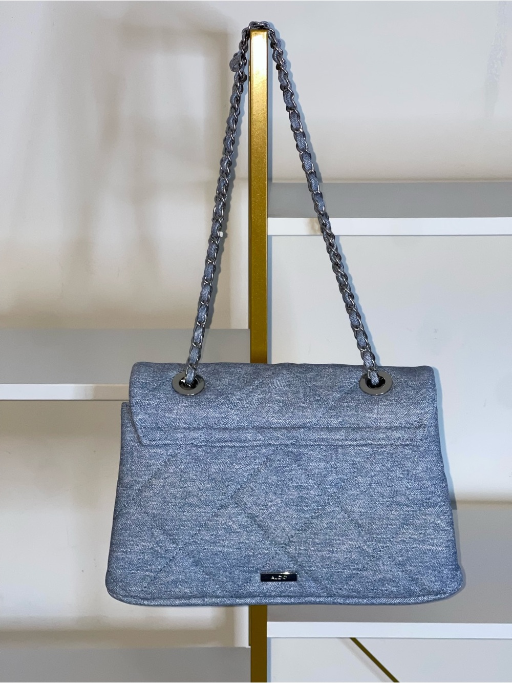 Aldo Quilted Denim Chain Strap Denim Handbag - Picture 3 of 6